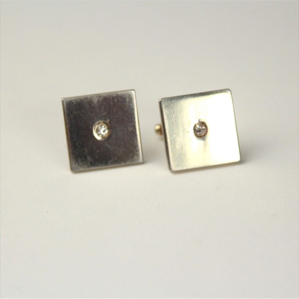 Mens Cufflinks Clear Rhinestone Gold Tone Cufflinks Rectangle - Picture 6 of 6
